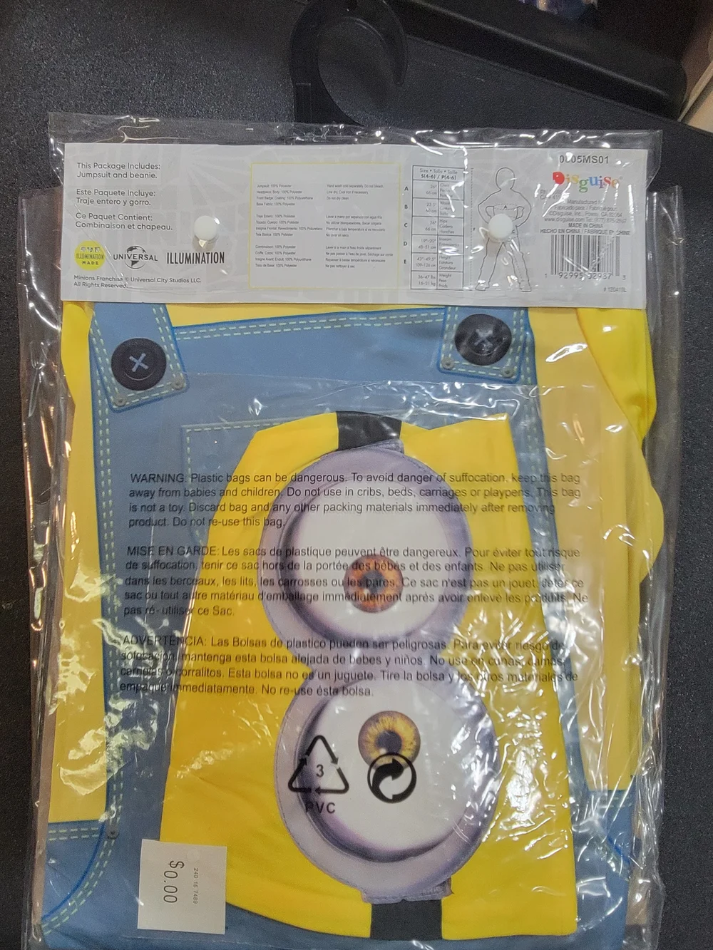 Disguise Minions Bob Costume - Yellow & Blue
